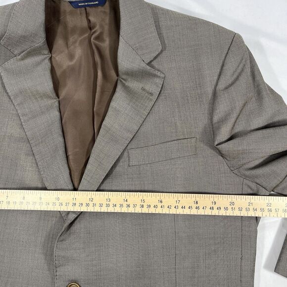 BROOKS BROTHERS BLAZER APPROX MENS 44 BEIGE BROWN TWO BUTTON WOOL SINGLE BREAST - Picture 11 of 12